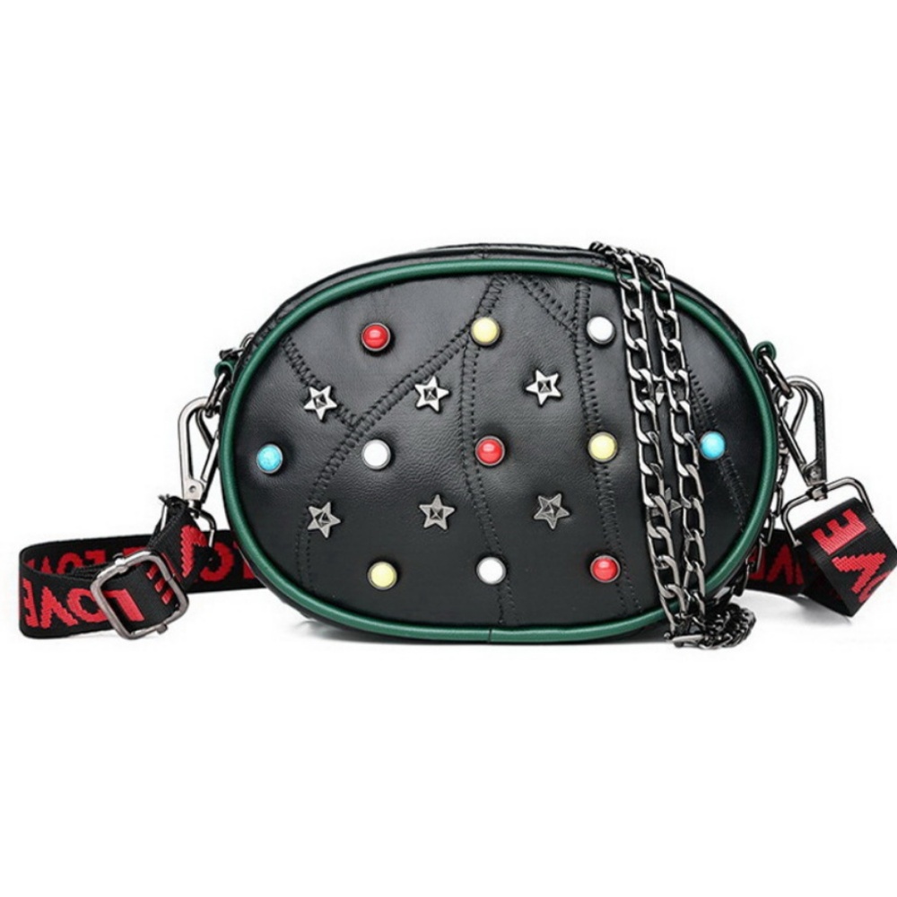 Studded Star Love Black Waist Bag Fanny Pack - Picture 1 of 7